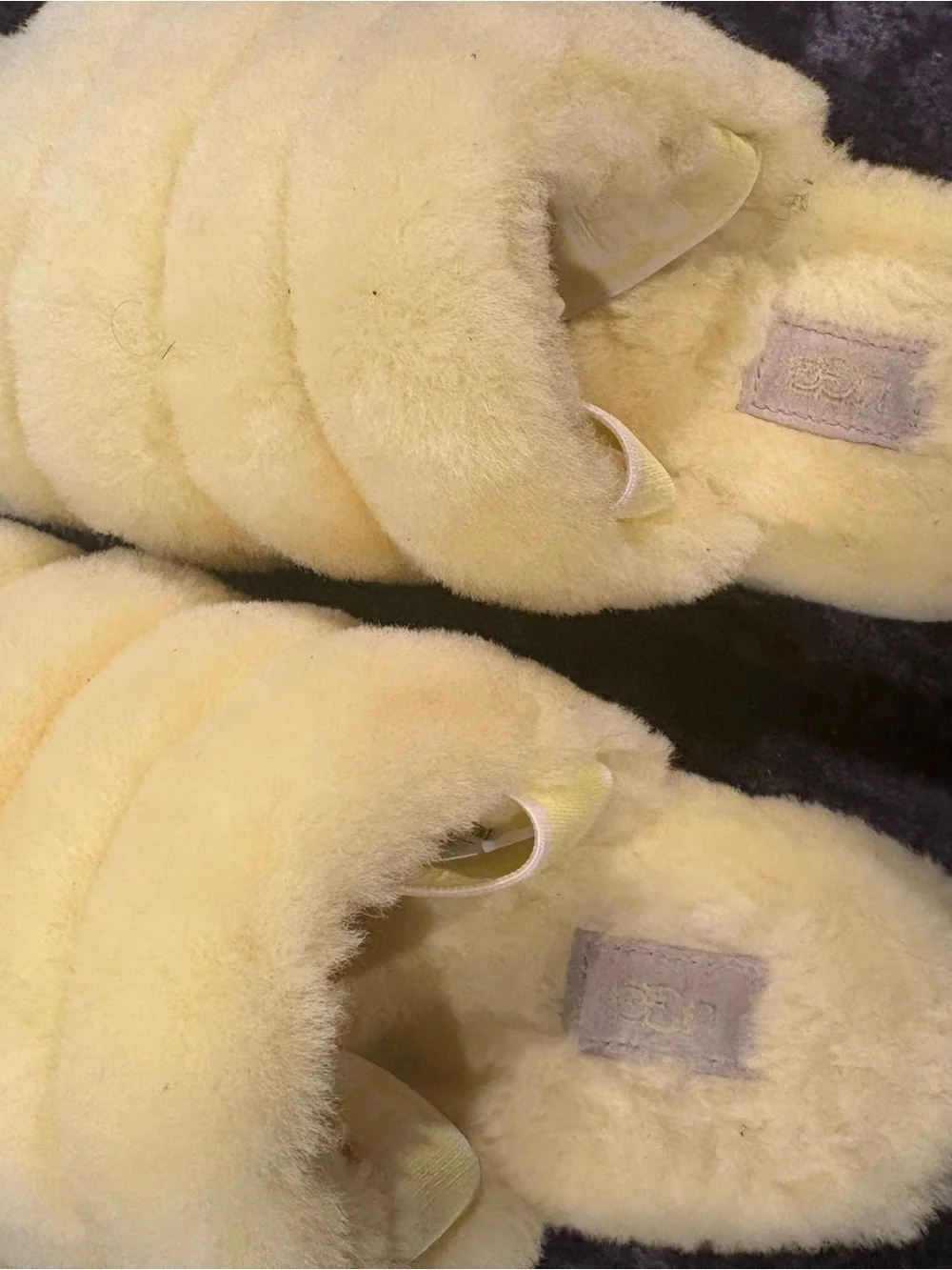 UGG Kids Yellow Faux-Fur Slide Slippers with Elastic Heel